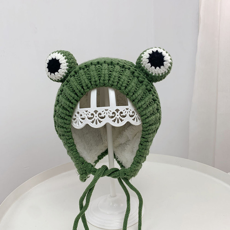 Solid Color Cartoon Frog Knitted Hat Winter Warm Hat Skullies Cap Beanie Hat For Kid Boy And Girl 44