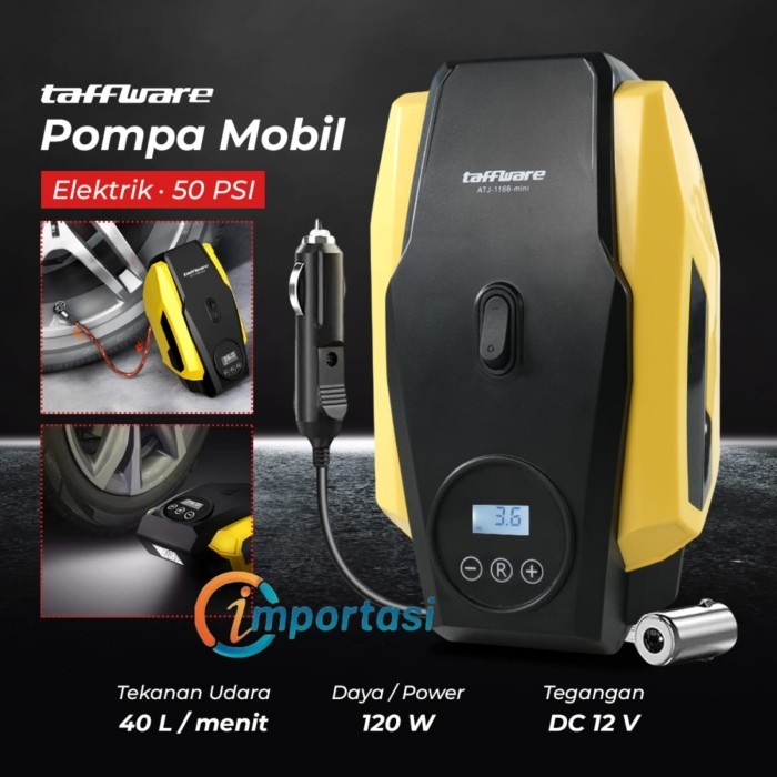 TAFFWARE Pompa Ban Elektrik Digital Tire Inflator Portable AC 220V DC 12V