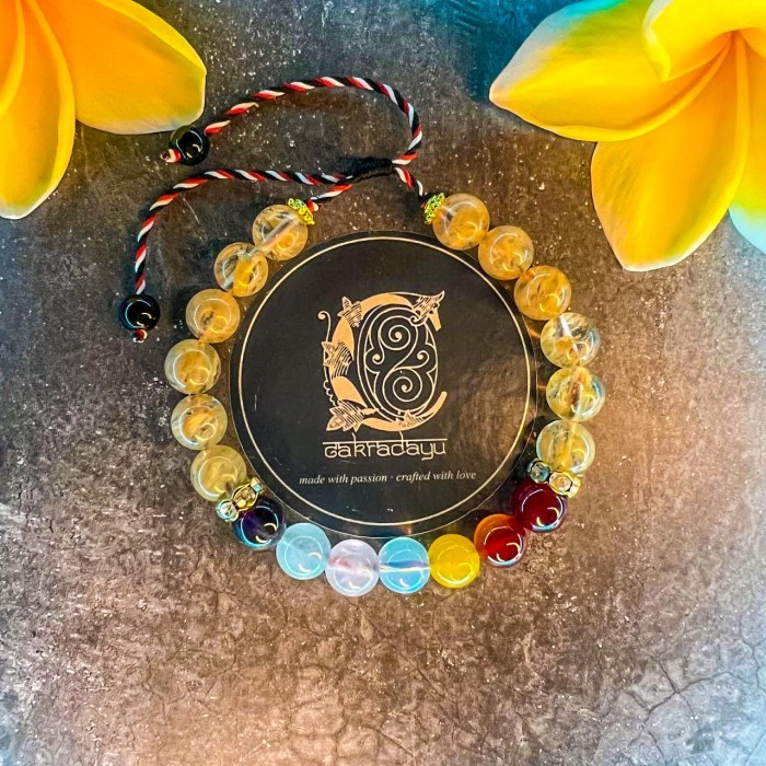 Gelang Tridatu Cakra 7 Batu Kristal dengan Rambut Sedana - S