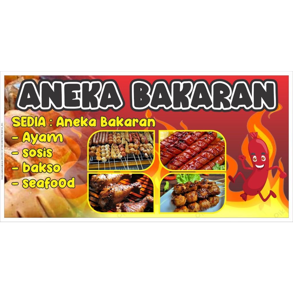 Baner Spanduk Jualan Aneka Bakaran Sosis dll Bisa Custom dan Gratis Desain - CingWangPrint