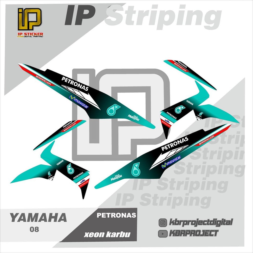 (cod) stiker motor – striping xeon karbu petronas - motor yamaha- motor -sticker variasi – Racing 08