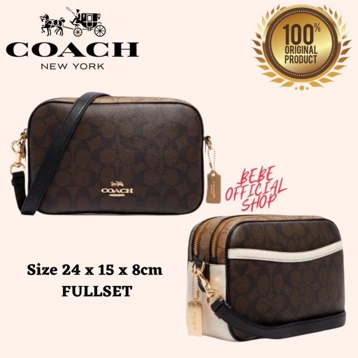 PROMO - [] COACH Jes Crossbody In Blocked Signature Canvas  - Jes Black Brown