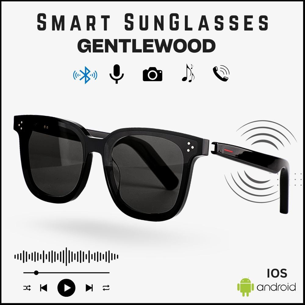 ELAVO GM10 Kacamata Pintar Smart Sun Glasses Earphone Headset Bluetooth Anti UV Stereo Speaker Touch