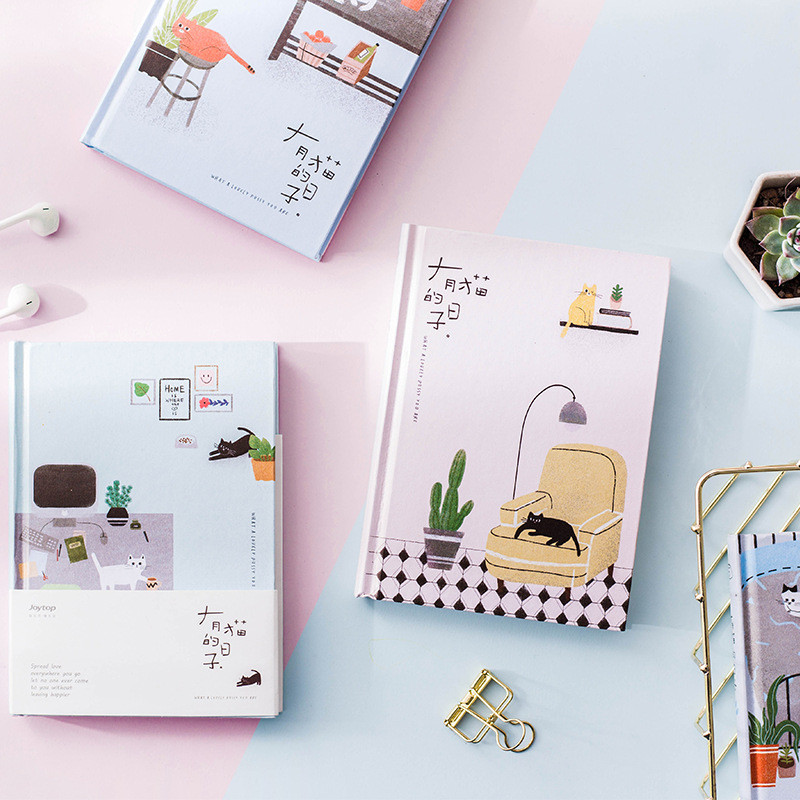 

Creative Kawaii Cat Personal Diary Planner Hardcover Color Pages Book Notebook Weekly Schedule Cute Korean Stationery Agenda