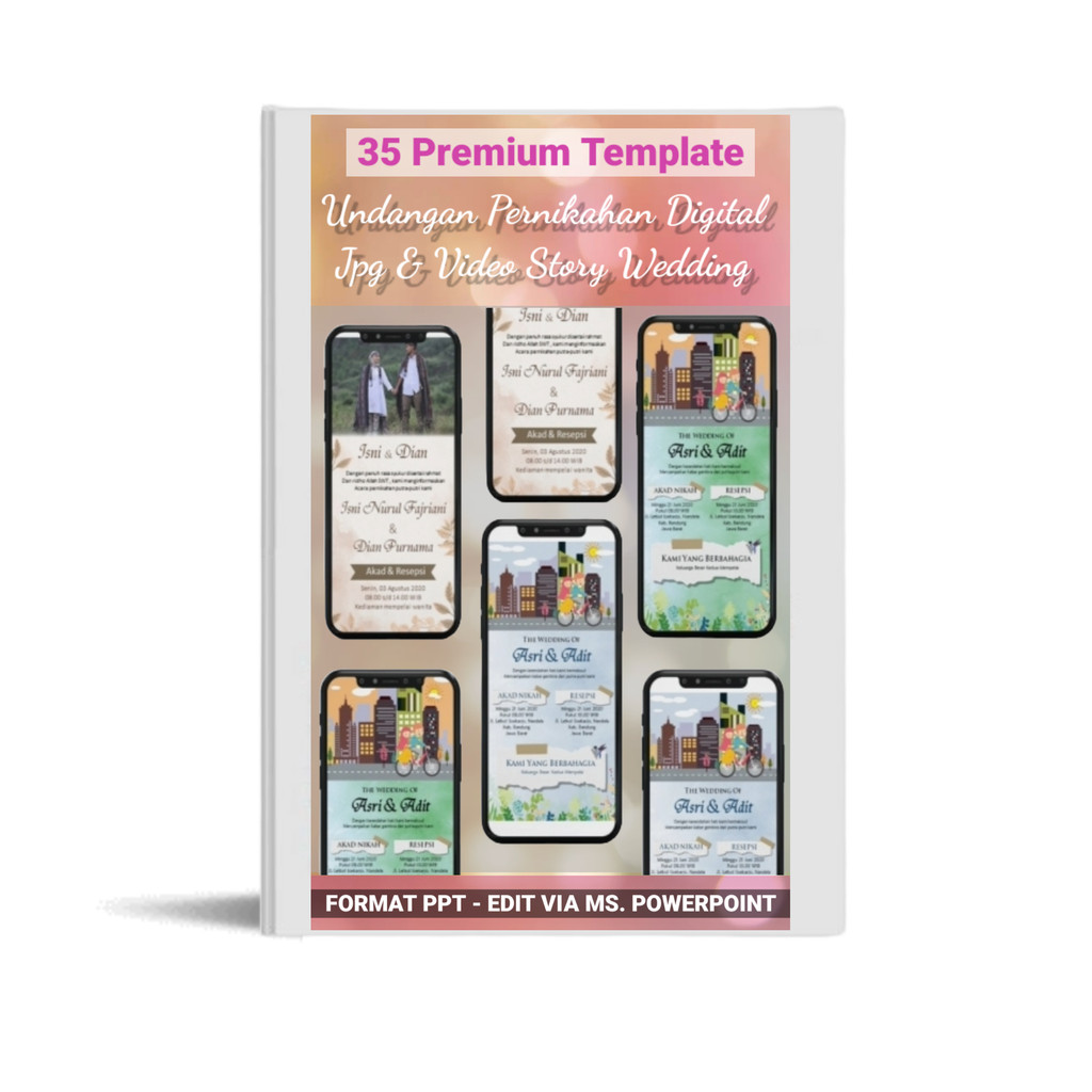 35 Premium Template Undangan Pernikahan Digital JPG & Video Story - Design Single Page 100% Keren Fo