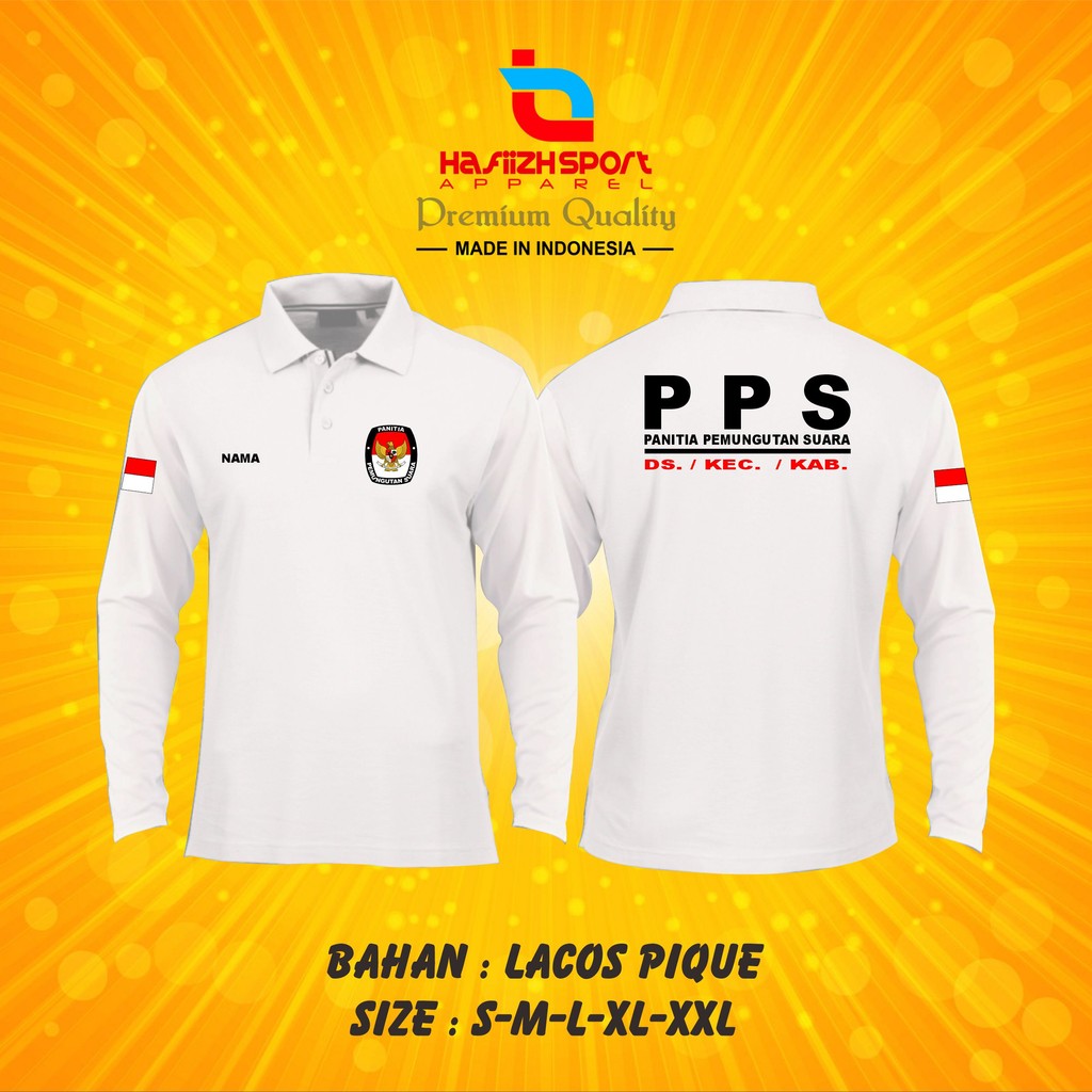 KAOS POLO PPS PANITIA PEMILIHAN SUARA BISA CUSTOM NAMA LENGAN PANJANG / POLO KERAH PPS / KAOS PPS / 