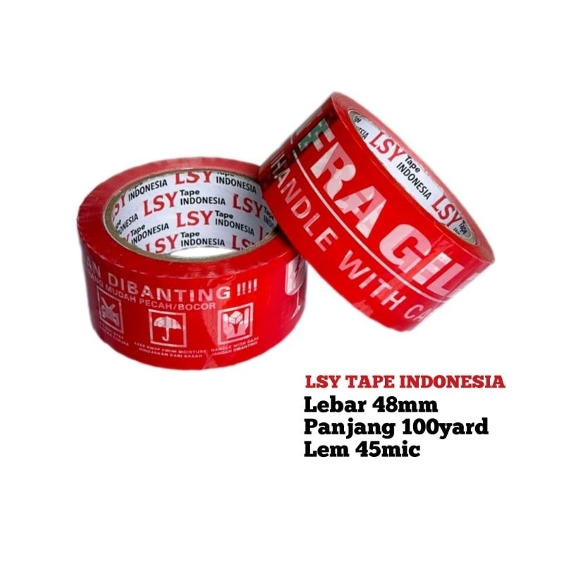 

lakban fragile full merah LSY TAPE 48mm x 100yard ( CMH )