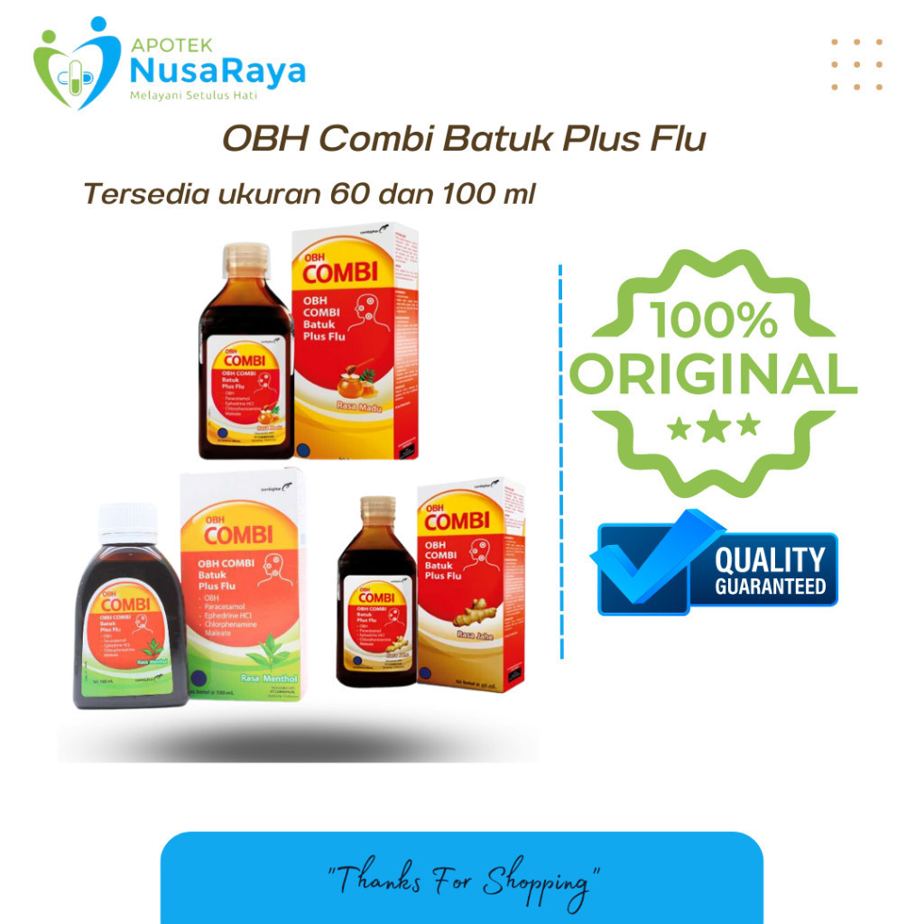 

OBH Combi batuk PLUS FLU 60 100 ml Obat batuk berdahak rasa menthol madu jahe
