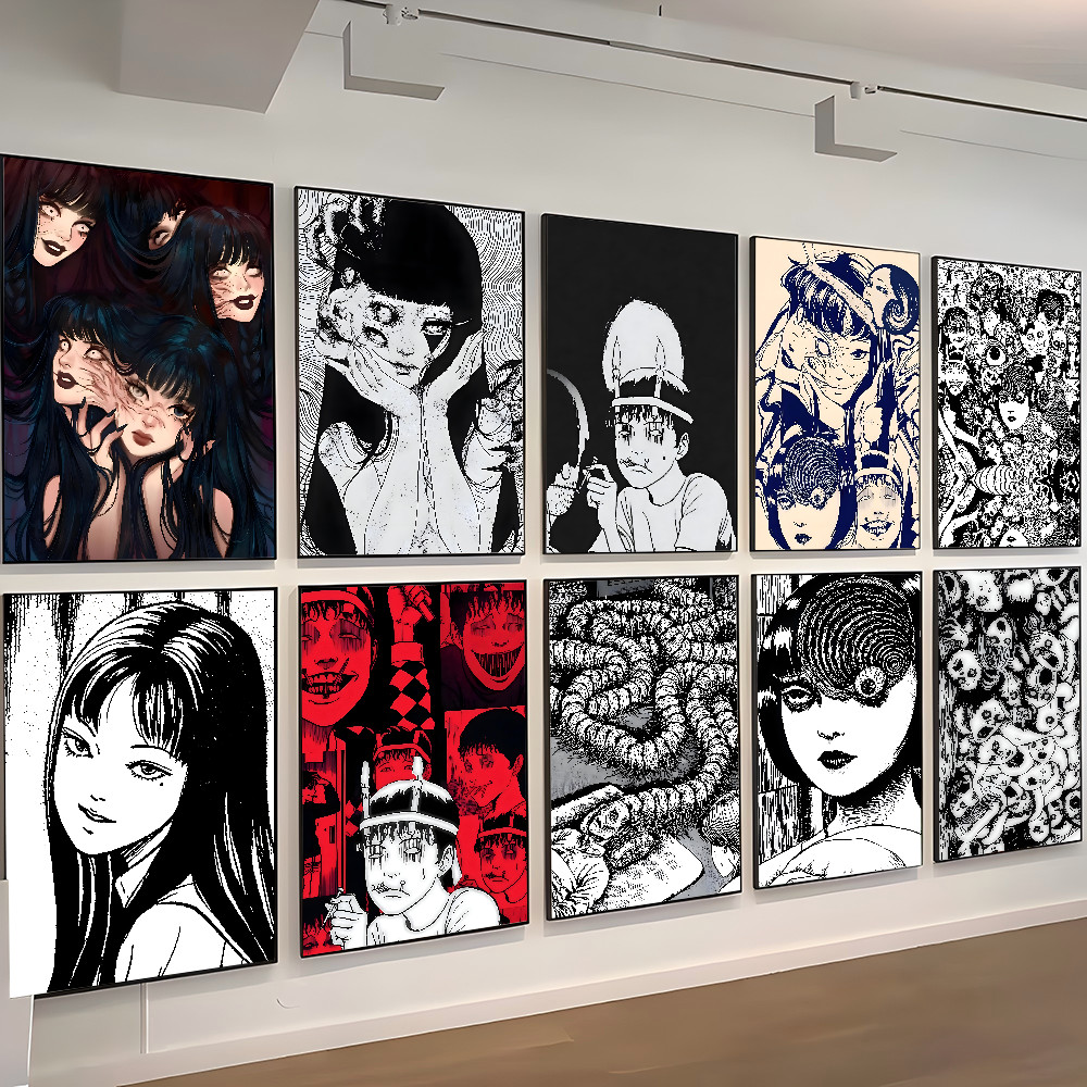 1pc Ito Junji Tomie Classic Vintage Poster Self-adhesive Art Waterproof Paper Sticker Coffee House B