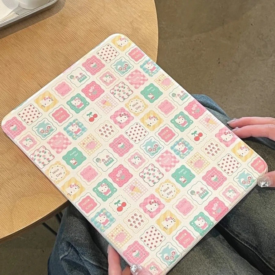 Hello Kitty Motif Kotak case tablet Samsung A8 10.5 inch A9 8.7 inch A9+ 11 inch S6 Lite 10.4 inch S