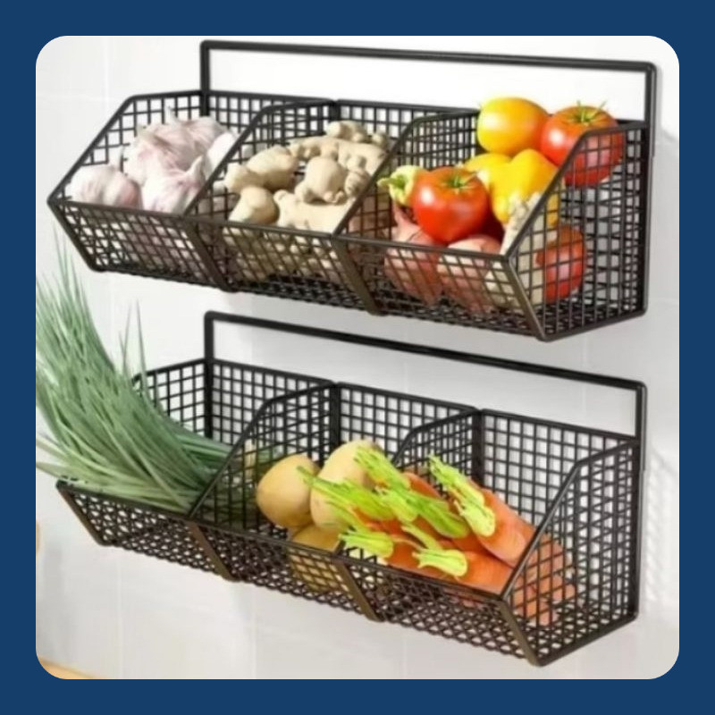 rak keranjang sekat 3/rak bumbu 3 sekat/keranjang serbaguna/rak sekat 3 modern/keranjang bumbu gantu