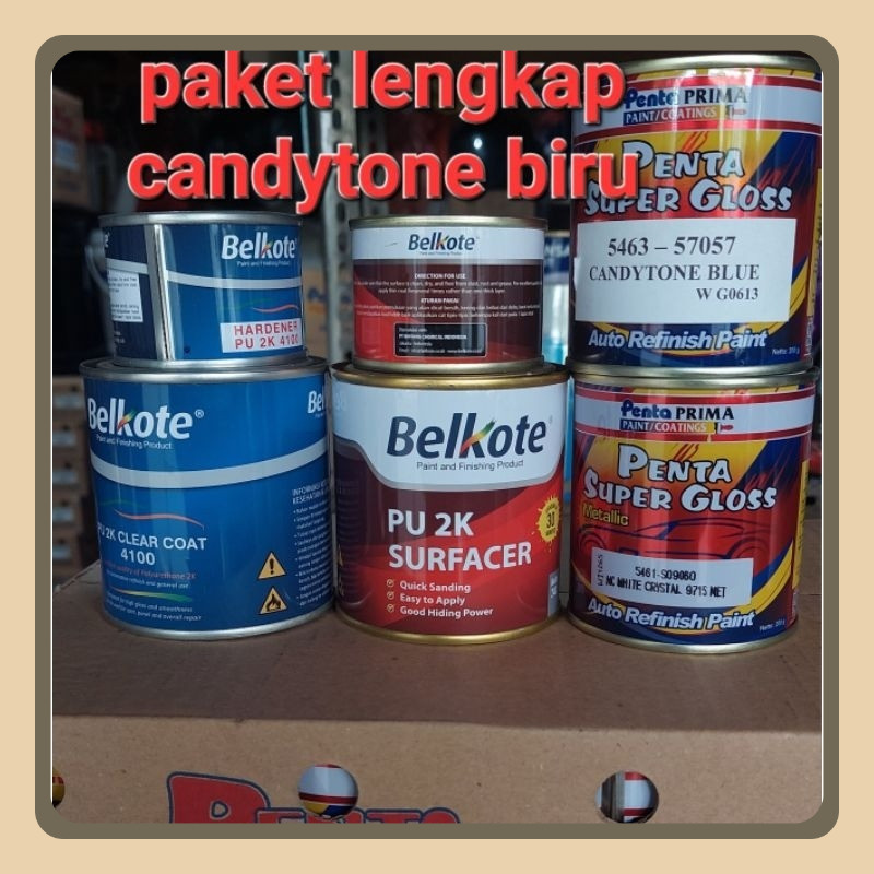 CAT PAKET LENGKAP PENTA SUPER GLOSS CANDYTONE BLUE - CANDY BIRU