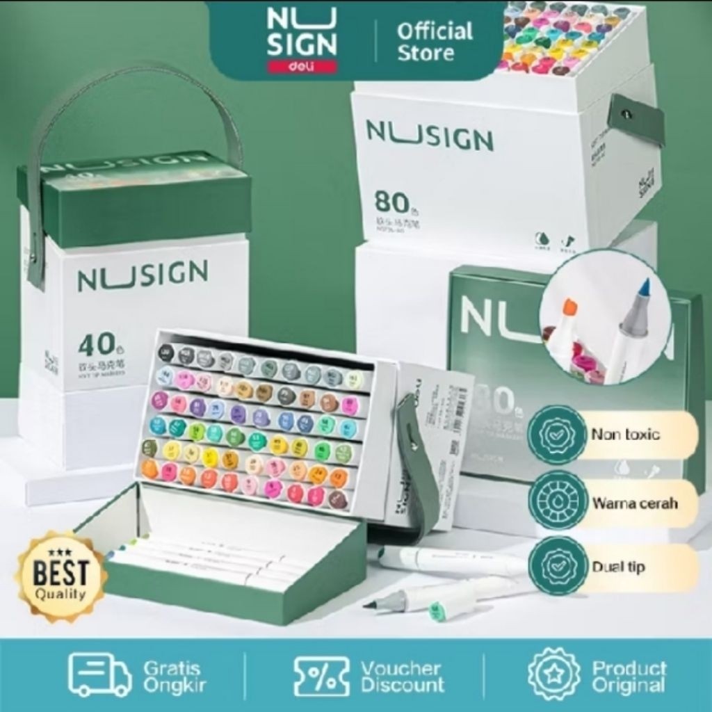 

Paket Sketch Market Set / Spidol Sketsa Dual Tip 40 Warna Non Toxic NS736CO