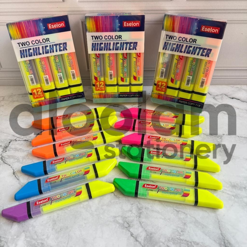 

ECER ( 1 PCS ) Highlighter Eselon Stabilo Dua Warna Eselon ES-108 lengkap