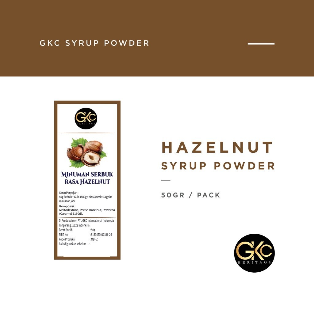 

GKC Heritage Sirup Bubuk Konsentrat Minuman Hazelnut HALAL 50 Gram Powder Syrup
