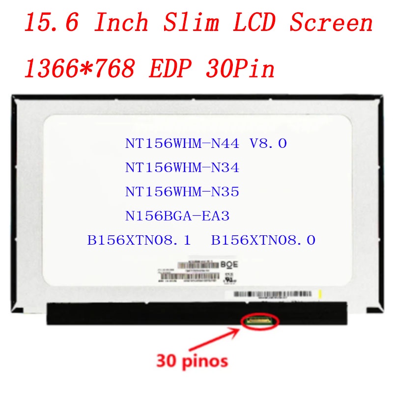 NT156WHM-N44 V8.0 B156XTN08.1 NT156WHM-N34 B156XTN08.0 N156BGA-EA3 15.6" LCD Display  Laptop matrix 
