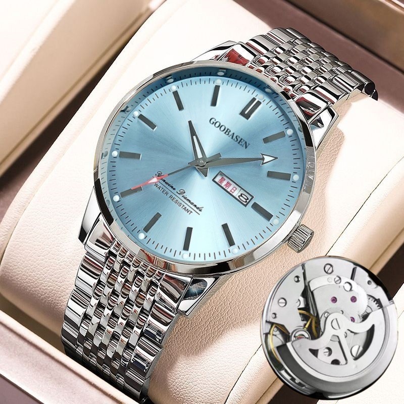 

Guberson Jam Tangan Mekanik Palsu Belakang Terbuka Terlaris Jam Tangan Pria Kalender Ganda