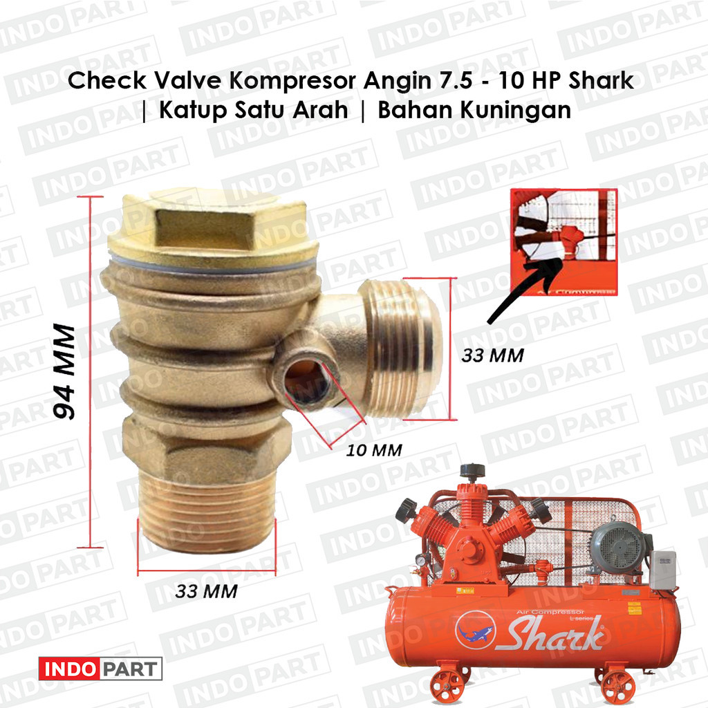 Check Valve Kompresor Shark 7,5 – 10 HP | Katup Satu Arah | Klep Tangki Kompresor Angin