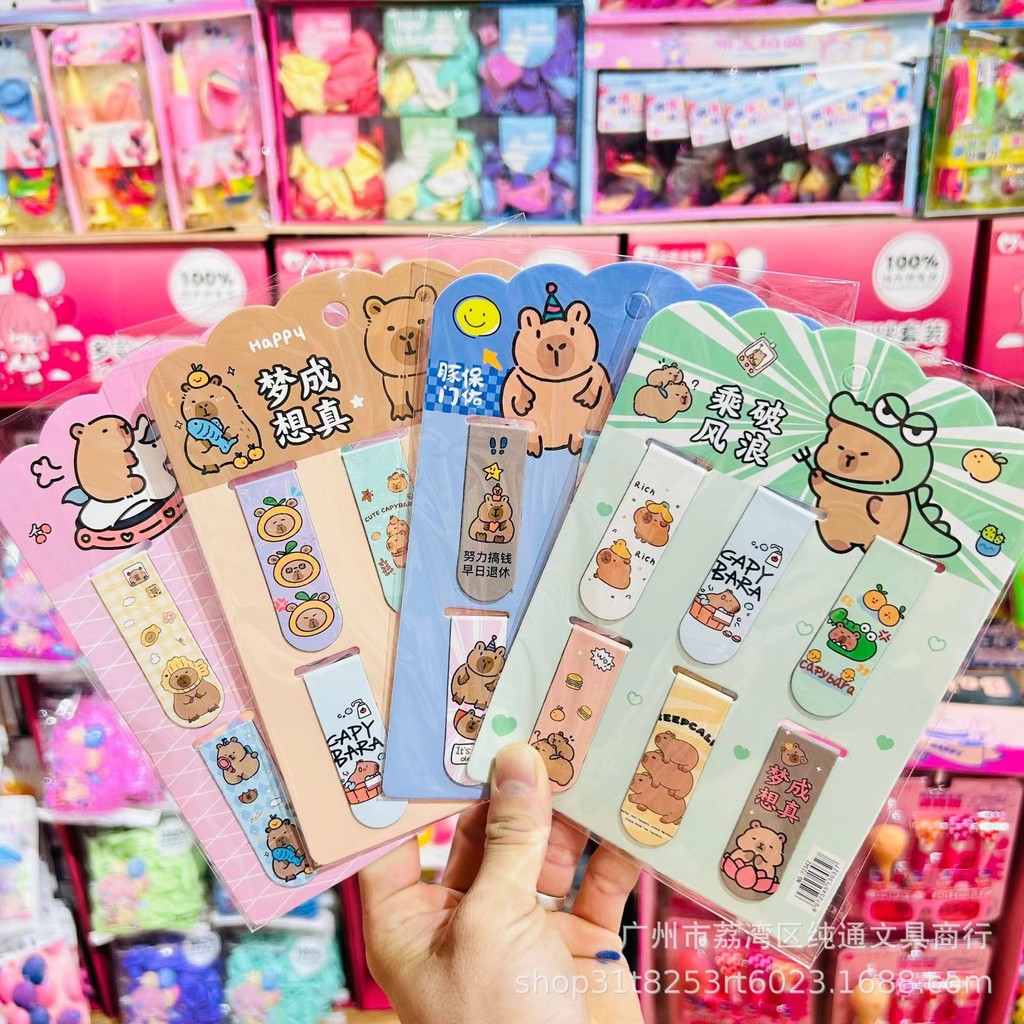 

6Pcs/Bag Capybara Cute Cartoon Magnetic Bookmarks Mini Personality Pagination Markers Book Clip Book Decor Stationery Supplies