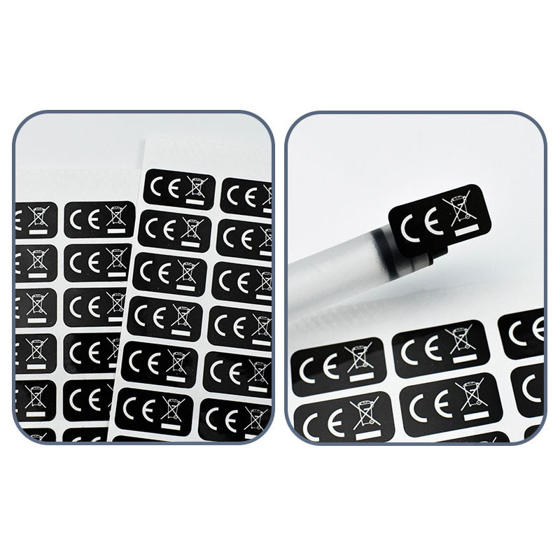 

1000 pcs 20*10mm Spot EU standard CE garbage can label WEEE Recycling mark Transparent PVC self-adhesive label with CE sticker