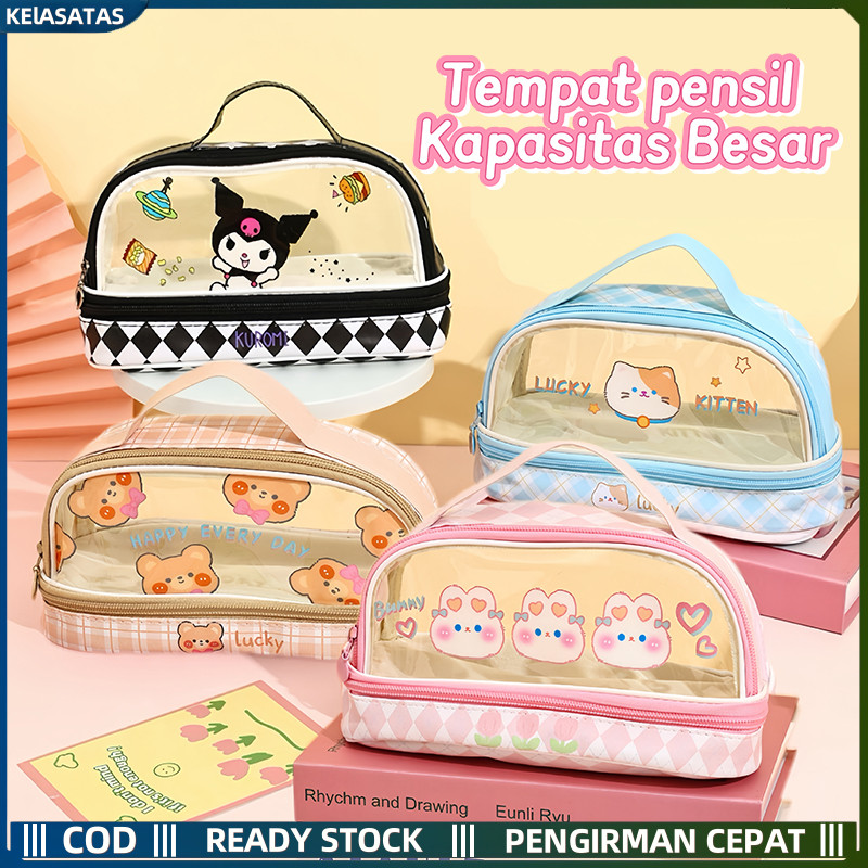 

【KElASATAS】Kotak Pensil Anak Korea Pen Bag Tempat Pensil Besar Transparan PVC Tas Pensil Lucu Tas Pensil Besar untuk Mahasiswa SMA Alat Tulis