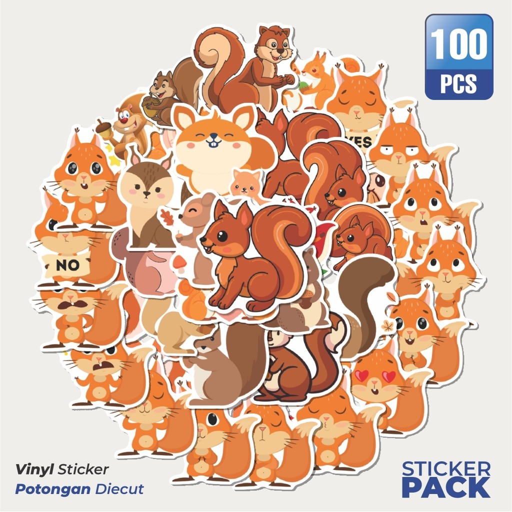 

Terbaru! 50 pcs Sticker Hewan Tupai (Squirrel) Dekorasi Lucu Kreatif untuk Notebook, Skateboard, HP