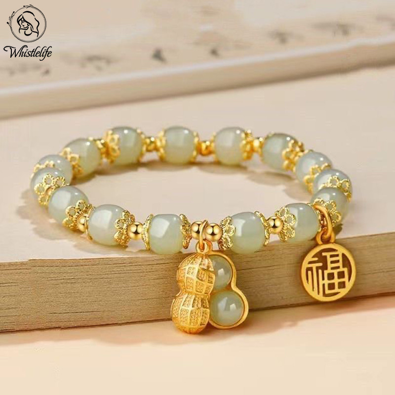 Gelang Giok Gelang Bracelet Keberuntungan Kacang Merah Bracelets Perhiasan Gelang Kristal Retro Mani