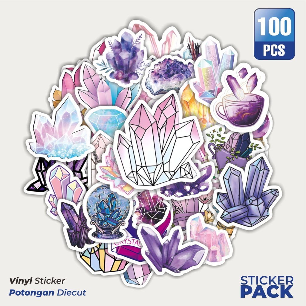 

MURAH 100 PCS Stiker Crystal Graffiti Waterproof Aesthetic- Untuk Laptop, Motor, dan Helm - Paper Stationery Pack
