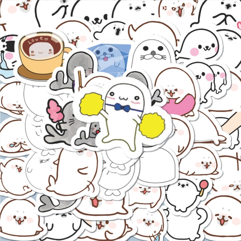 

100PCS Lucu Stiker Hewan Anjing Laut Stiker Aesthetic Stiker Anti Air Stikers Berperekat Waterproof sticker decal buat Motor Helm Buku Journal Koper Casing HP Laptop Botol Minum Hadiah anak