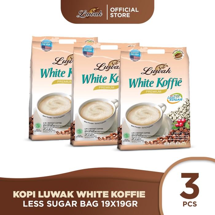 

Kopi Luwak White Koffie Less Sugar Bag 19x19gr Triple Pack