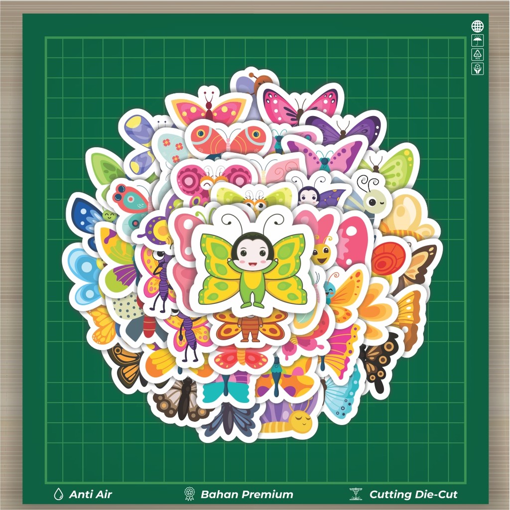

HOT 50 PCS STIKER Kupu kupu Stiker Fashion Cars Decal Dingin Kartu Album Custom Vinyl Anti Air- Sticker Aesthetic Buku Journal Koper Casing HP Tablet Laptop Helm Motor Botol Minum