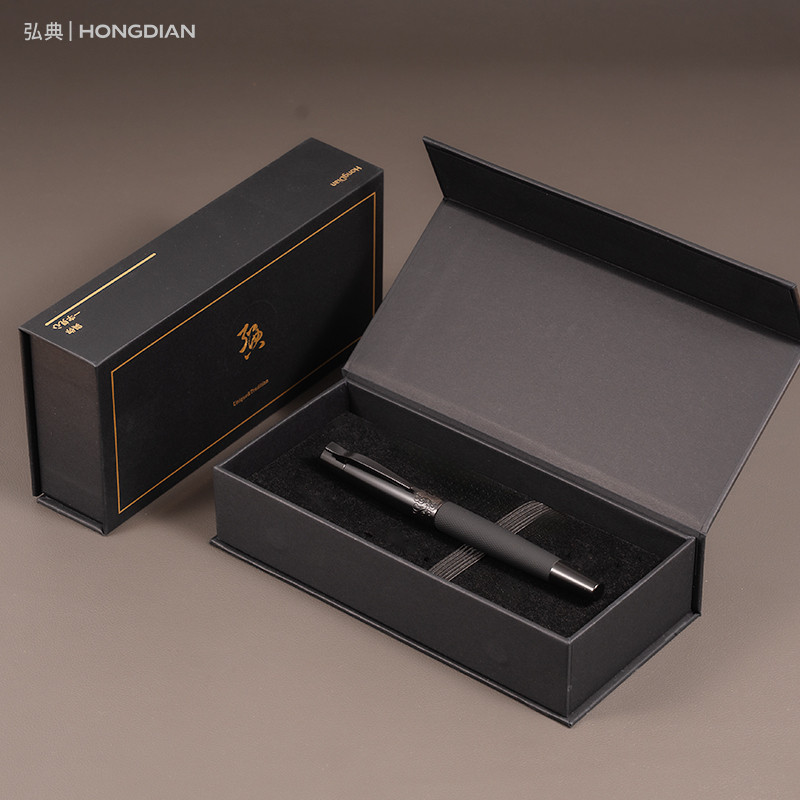 

LT Hongdian 6013 Black Metal Fountain Pen Titanium Black Men's Business EF/F/ Curved Nib Rotating Pen Cap Office Gift Ink Pen