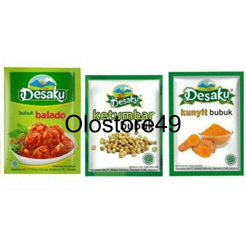 

OLO49Desaku Ketumbar bubuk /Desaku Kunyit Bubuk 5g1renteng 12sachet/Bawang bubuk/Desaku Bumbu Instan