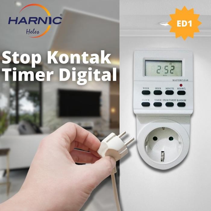Timer Listrik - Timer Digital - Stop kontak Timer 24 Jam - HELES ED1