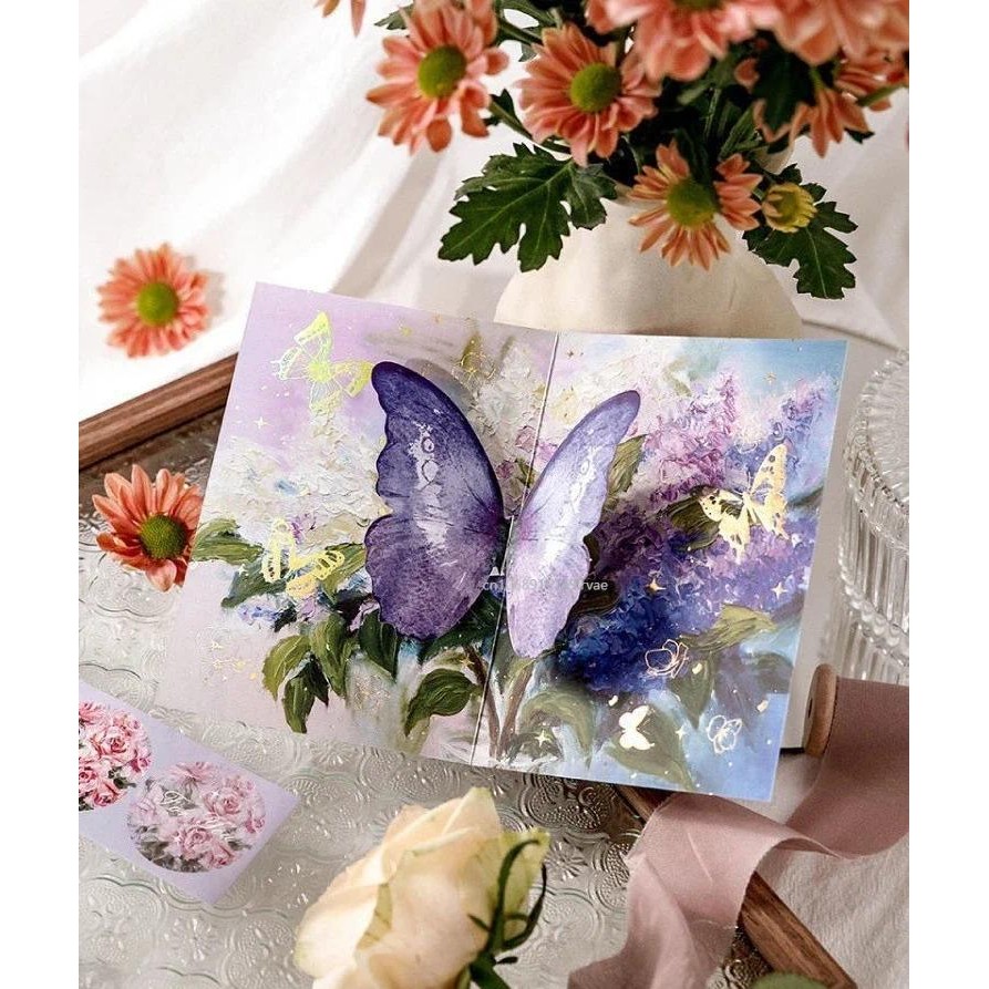 

Butterfly Pop-up Greeting Card with Envelope & Stickers Flowers Postcard Floral Birthday Cards Valentines Gifts Girl Gift