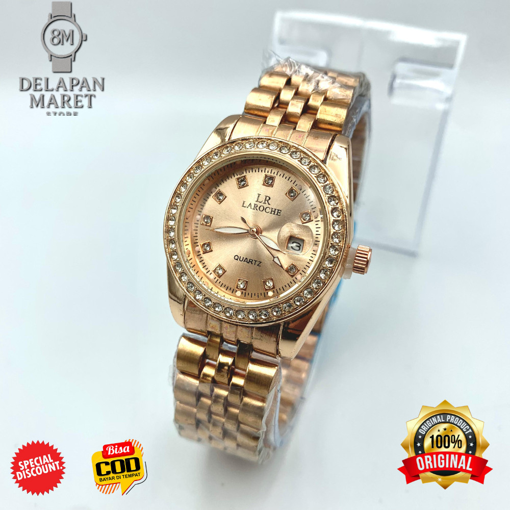 DELMART Jam Tangan Wanita LAROCHE LR49268 Full Rose Gold Tanggal Aktif Jam Fashion Elegan Import Qua