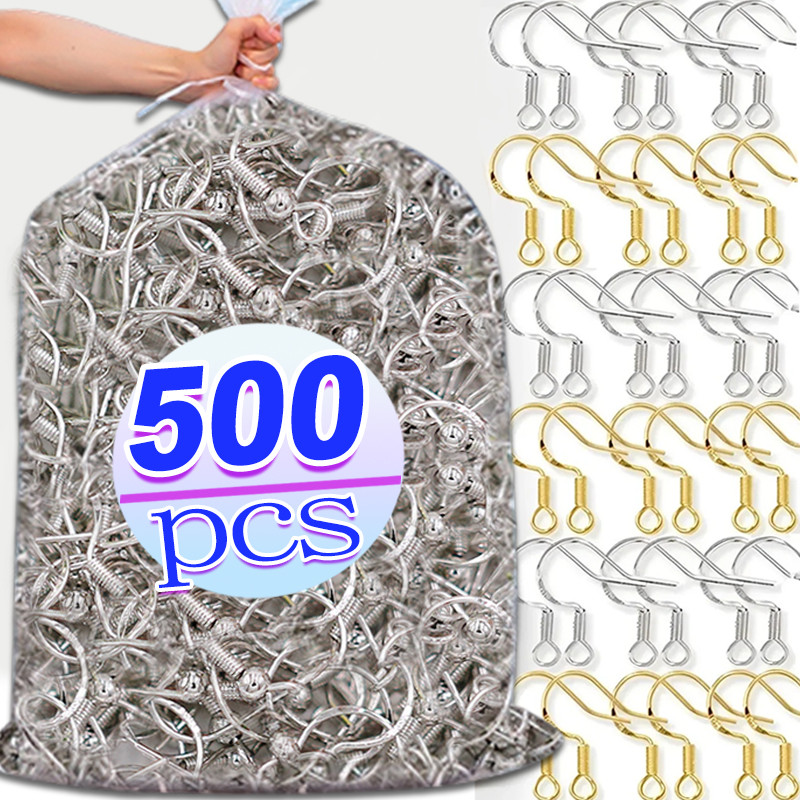 100/500pcs DIY Earring Findings Earrings Clasps Hooks Stainless Steel Hypoallergenic Earring Making 