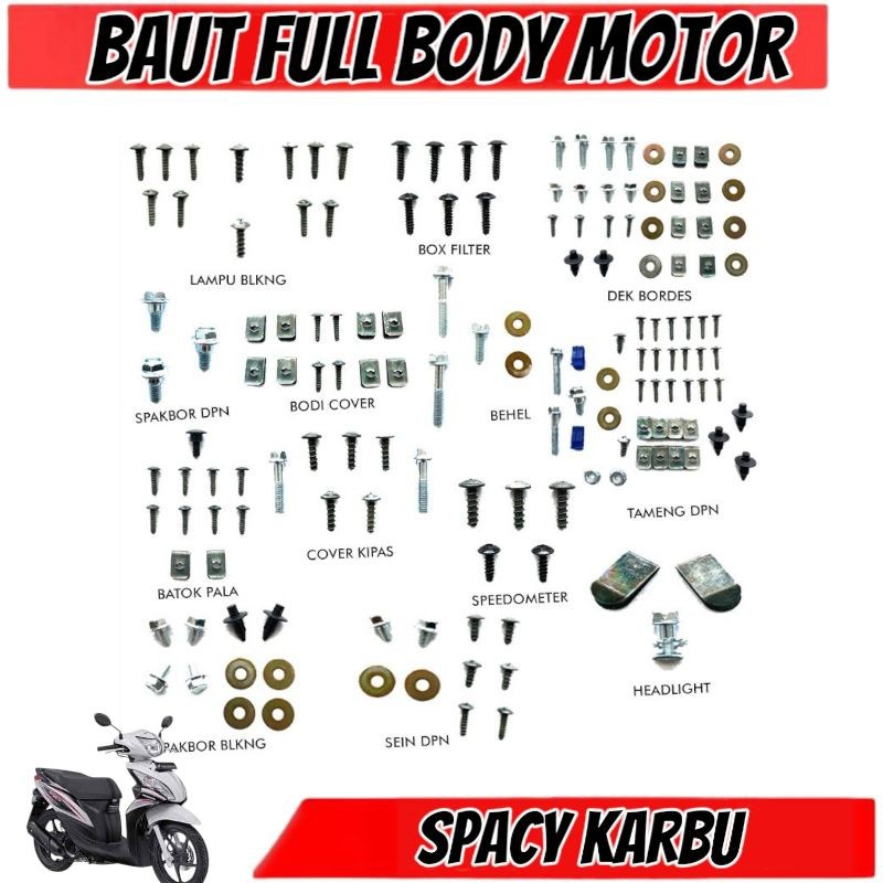 COD Baut Baud Spacy Karbu Full Set / Baut Honda Spacy Karburator Full Set / Baut Baud Honda Spacy Ka