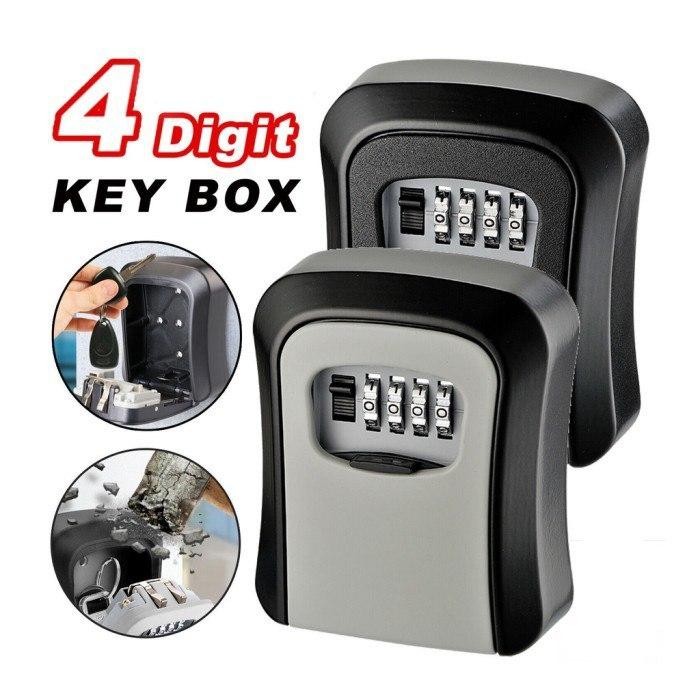 

Wall Mount Key Lock Box 4 Digit Password Code Security Lock No Key