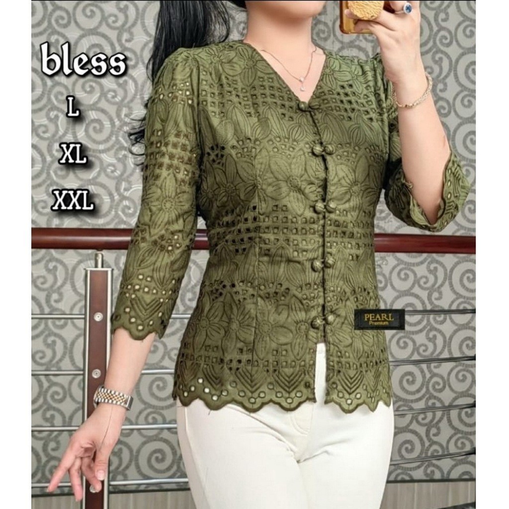 BM SHOOPI ATASAN KATUN BOLONG KANCING DEPAN WANITA/BLUS KATUN PREMIUM/BAJU KEBAYA KATUN BANGKOK