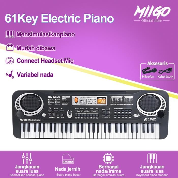MIIGO Keyboard Piano Anak Digital Piano Elektrik 61 Keys - 6106