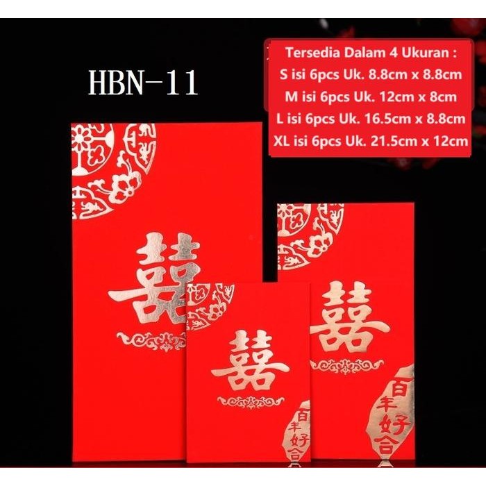 

Ready Angpao Wedding Shuang Xi Nikah Amplop Merah BerMotif KertasTebal HBN-L - HBN-11L isi 6
