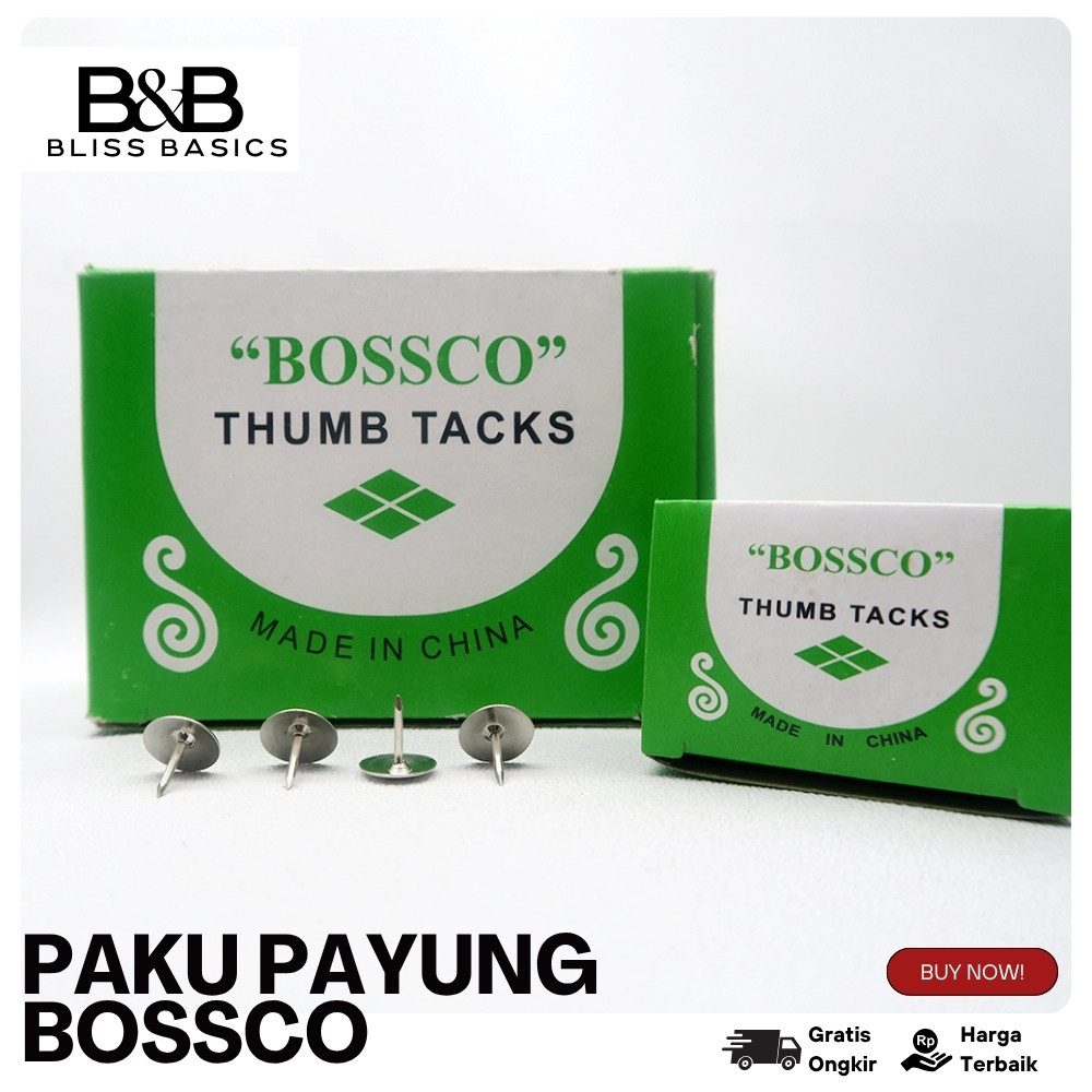 

1 Box isi 10 pak Thumb Tacks / Pines / Paku Payung Bossco A-19~50
