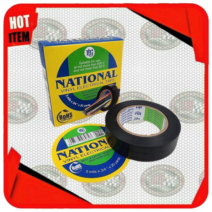 

Solasi Isolasi Kabel NATIONAL Vinyl Electric Tape || 3/4 Inch ( 19 mm ) Panjang 20 Yard ( 18 m )