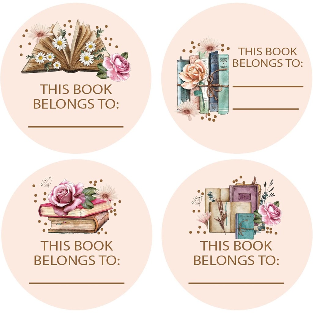 

2 Inch Vintage Pink This Book Belongs to Stickers – Self-Adhesive Bookplate Labels Book Name Stickers Book Labels