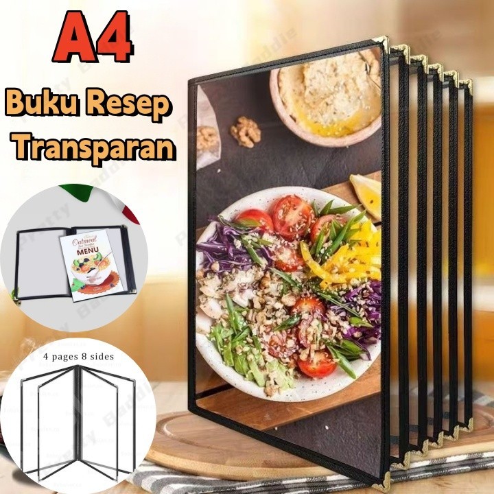 

A4 Pelindung sampul kulit buku menu restoran transparan, pelindung sampul menu