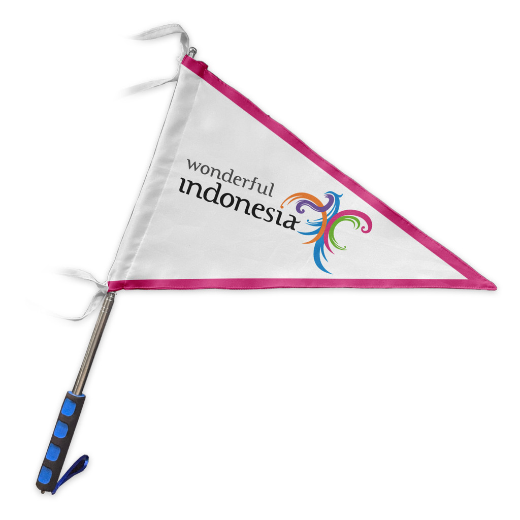 Cetak Bendera Custom Tour Guide Segitiga untuk Tour Travel, Traveler, Umroh, dan Haji 11
