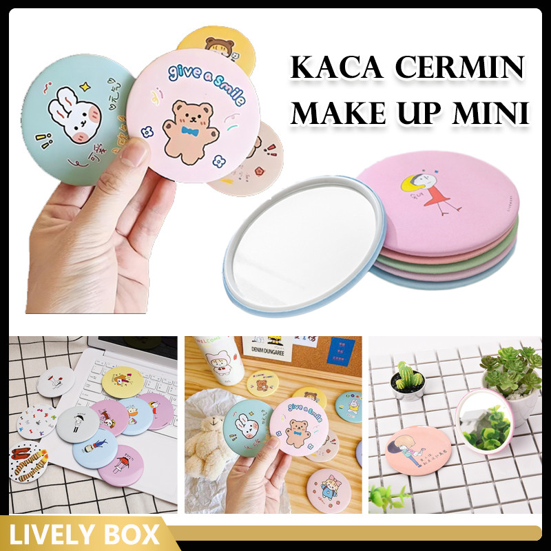 Cermin Bulat Karakter Cute /KACA CERMIN BULAT KARAKTER Make Up Mini Cermin Kaca Bulat Mini Souvenir
