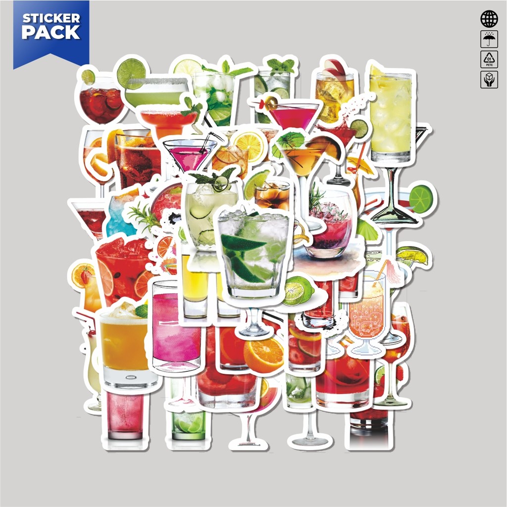 

[100PCS]Stiker Pack Stiker Ice Cold Drink [Minuman Es Dingin] Aesthetic Vinyl Anti Air Dekorasi Sticker Laptop Buku Journal Koper Helm Casing HP Gitar Helm Skateboard