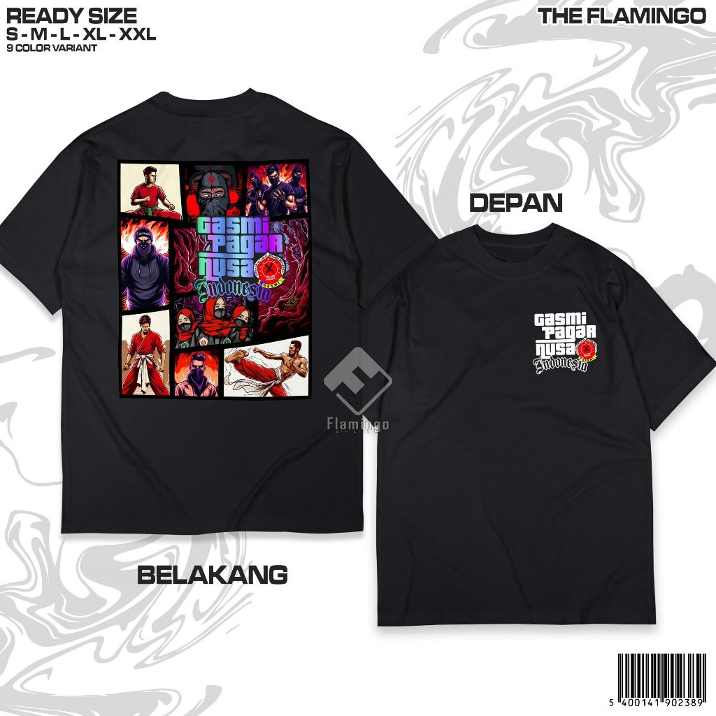 KAOS PAGAR NUSA GASMI INDONESIA - Baju Pencak Silat Indonesia IPSI PN IPSNU Single Fighter Gasmi - T